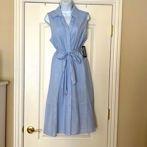 New York and Company light blue and white stripped dress. Size Med - used